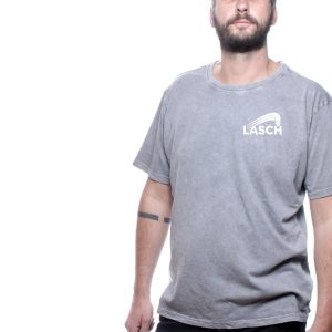 Lasch Grey Black Men Acid Washed Shirt front Lasch Logo Jan Oberlaender