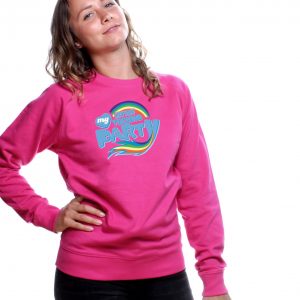 Lasch Organic Fairtrade Bio Unisex Sweater front pink My Little Techno Party 1 Jan Oberlaender